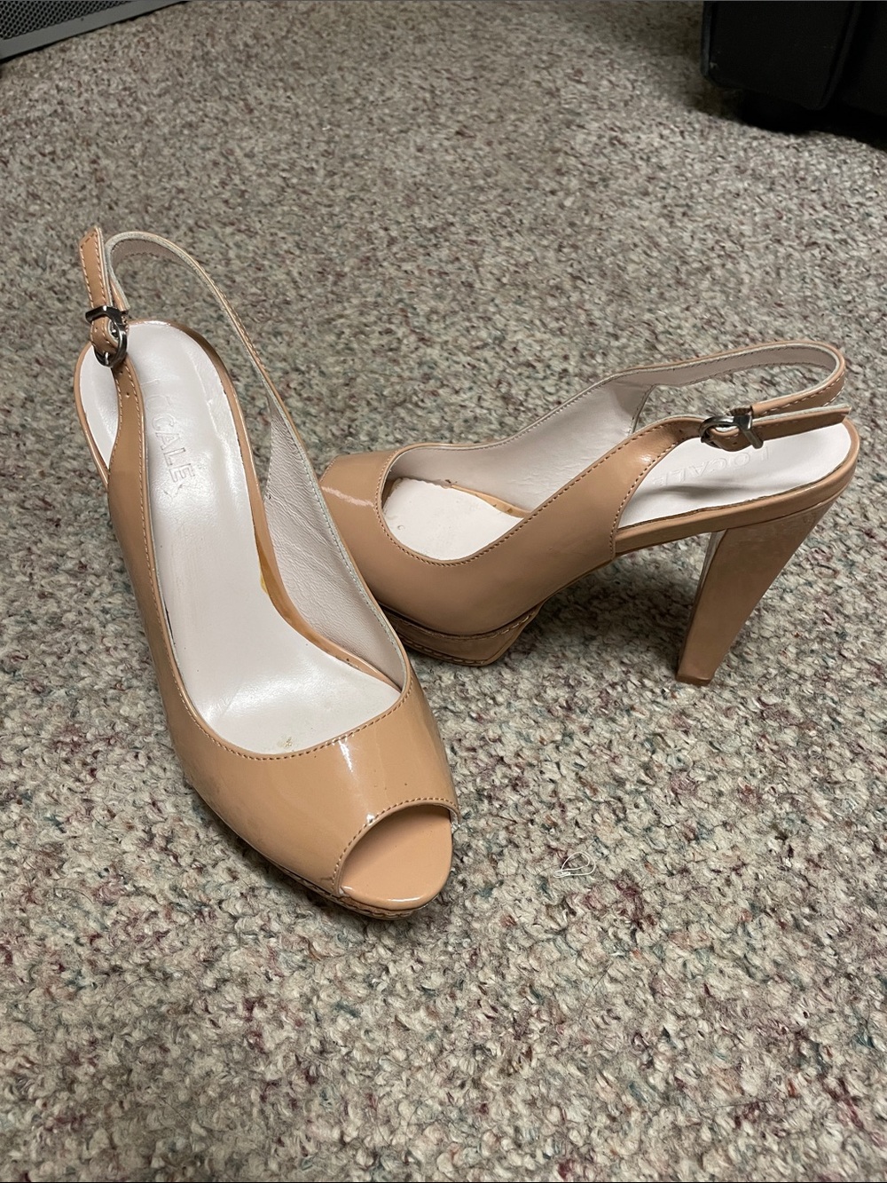 Locale Nude Patent platform Peep-Toe Slingback Heels- almost new